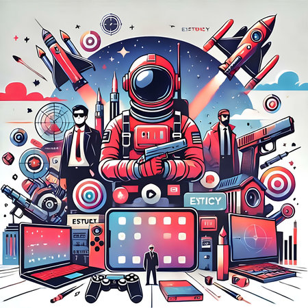 Astronaut in space. Science and technology concept. vector illustrationの素材