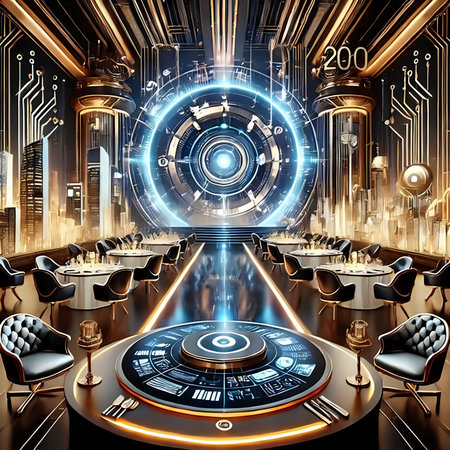 Futuristic interior of a night club. 3D rendering.の素材