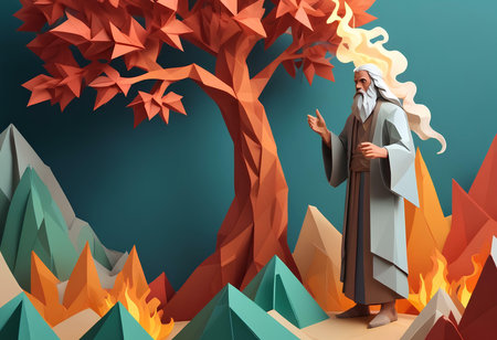 Jesus Christ in the mountains. Illustration of Jesus Christ in the mountains.の素材