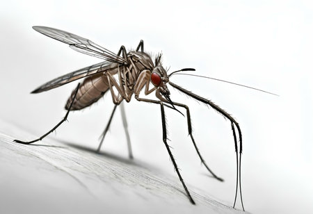 Mosquito on the white background. Close-up. Macroの素材