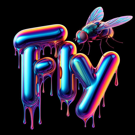 letter of the alphabet made of liquid in the form of a flyの素材