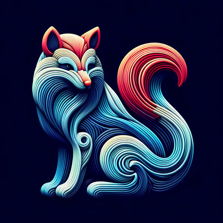 Fox Symbol. Vector illustration of a stylized fox. Isolated on black background.の素材