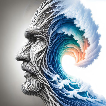 Human head in the form of a spiral. Conceptual illustration.の素材