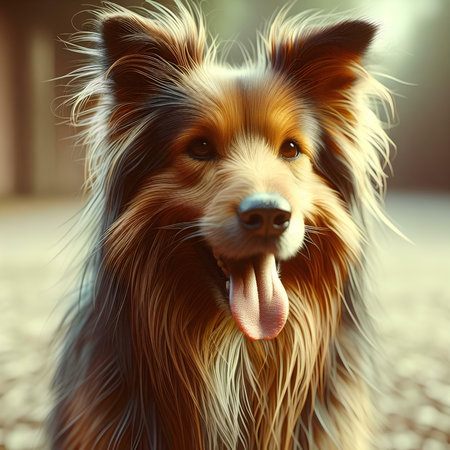 Portrait of a Shetland Sheepdog in the park.の素材