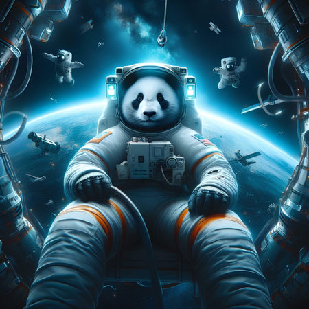 Astronaut in outer space. Elements of this image furnished by NASAの素材