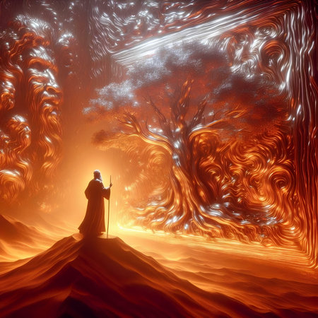 Fantasy landscape with a witch in the forest. 3d renderの素材