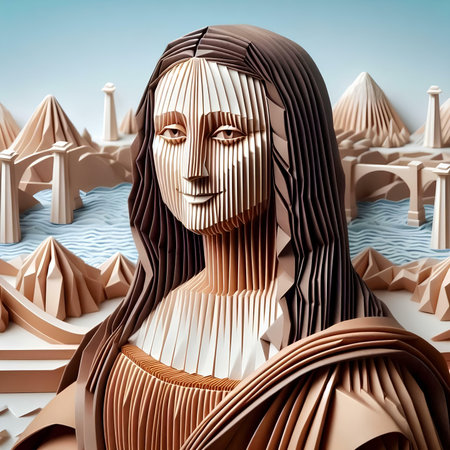 Egyptian woman statue on the background of the sea. 3d illustrationの素材