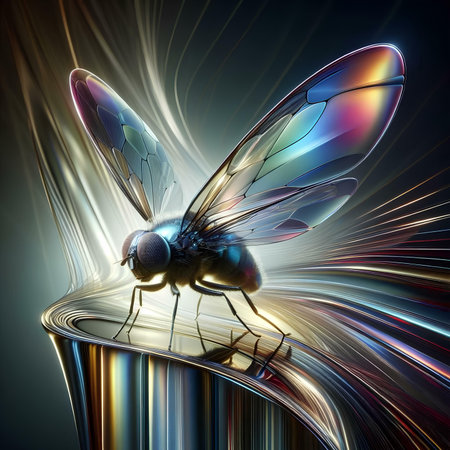 3d rendering of a fly on a colorful background in digital art styleの素材
