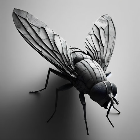 3d rendering of a fly on a gray background with space for textの素材