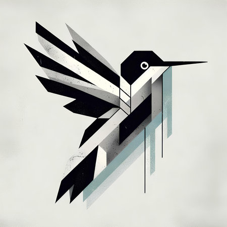 hummingbird with grunge effect on a gray background. vector illustrationの素材