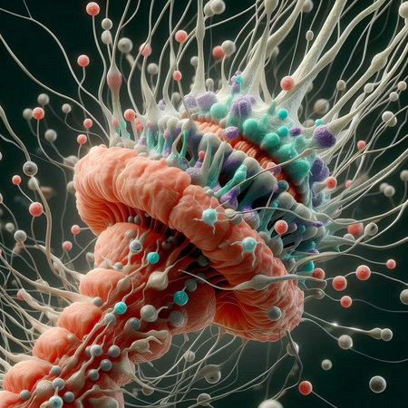 3d illustration of sperm and egg cell, close-up viewの素材