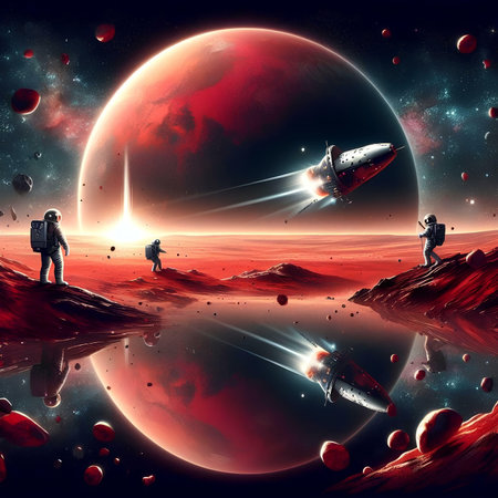 Astronaut in outer space. Elements of this image furnished by NASAの素材