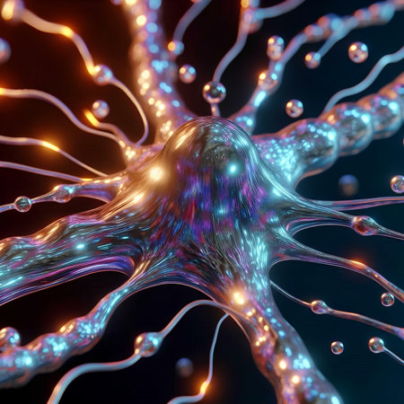 3d rendering of brain cell with neurons and nervous system. Brain cells close-up.の素材