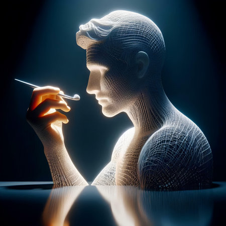 Man with a scalpel in his hand. 3d illustration.の素材