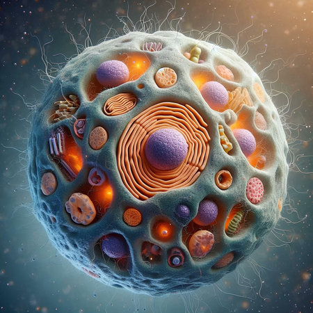 3d illustration of cancer cell in human body. colorful backgroundの素材