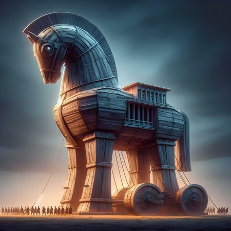 Egyptian horse in the desert. 3d render illustration.の素材