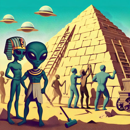 3d illustration of a group of people in the Egyptian pyramidsの素材