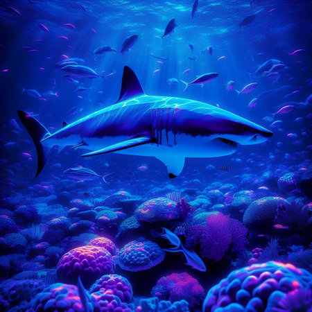 Shark in the Red Sea. 3D Rendering Illustrationの素材