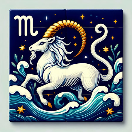 Zodiac sign Capricorn. Vector illustration of astrological sign.の素材