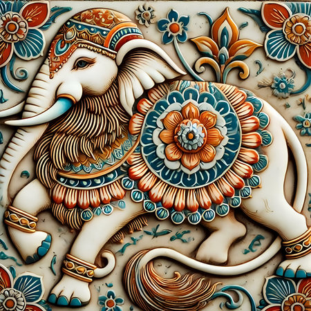 Ganesha, the god of Hinduism. Colorful background.の素材
