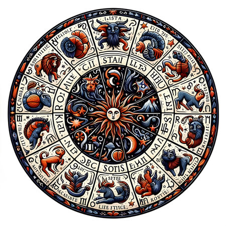 Zodiac circle. Zodiac sign. Astrological symbols.の素材