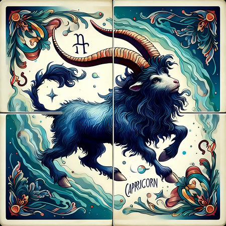 Zodiac sign Capricorn. Zodiac background. Vector illustration.の素材