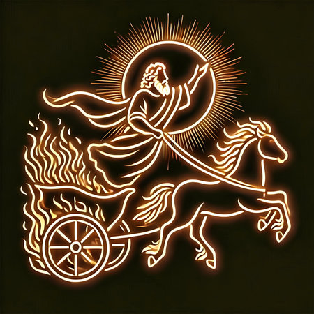 Neon illustration of the image of the goddess of love with a carriage.の素材
