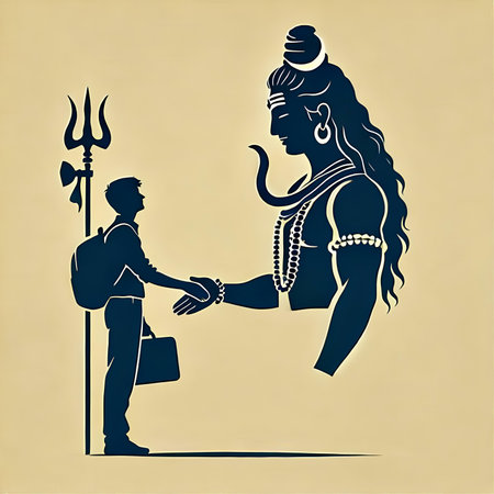 Vector illustration of Hindu God Ganesha. Ganesha silhouette.の素材