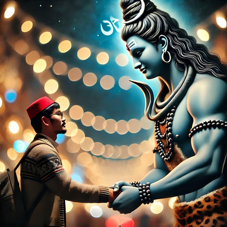 Goddess Ganesha and Ganesha in the nightの素材