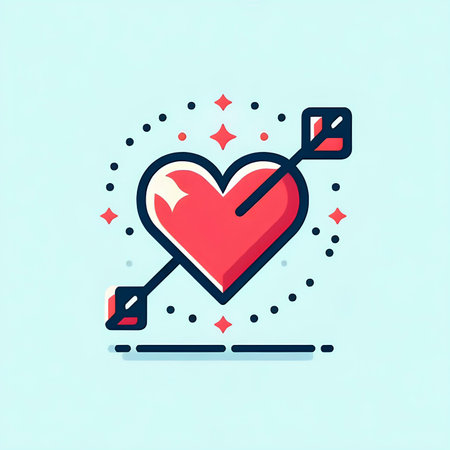 Heart pierced by an arrow. Valentine's Day icon. vector illustrationの素材