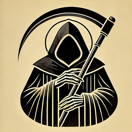 Medieval knight with a sword in his hands. Vector illustration.の素材