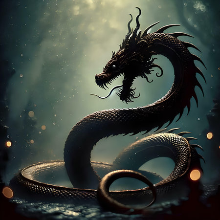 Dragon on a black background. 3d illustration, 3d renderingの素材