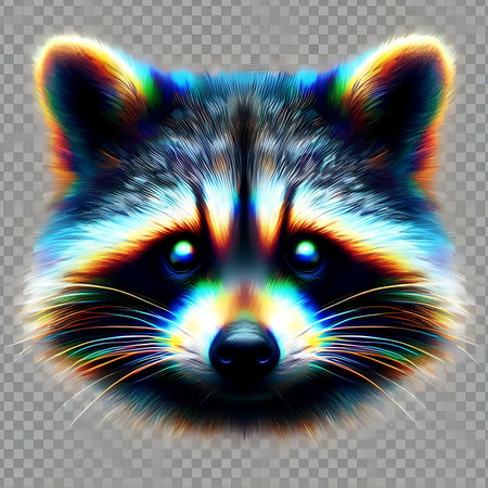 Portrait of a raccoon. Vector illustration on transparent background.の素材