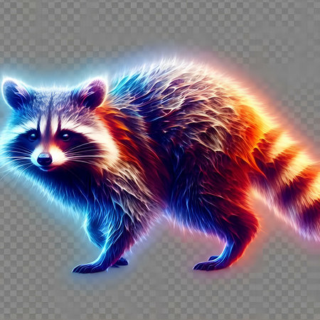 Raccoon on a transparent background. Vector illustration of a wild animal.の素材