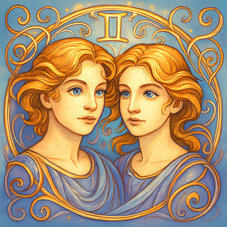 Zodiac sign Taurus and Gemini. Zodiac horoscope illustrationの素材