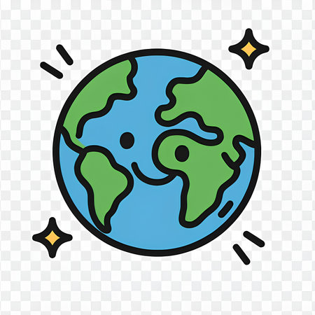 Planet earth vector line icon, sign, illustration. Flat design styleの素材