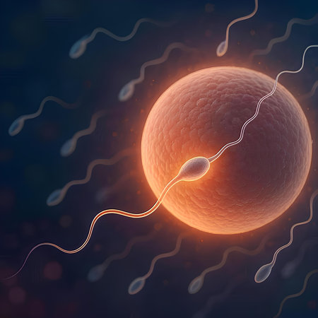 Sperm and egg cells. Spermatozoons - 3d illustrationの素材