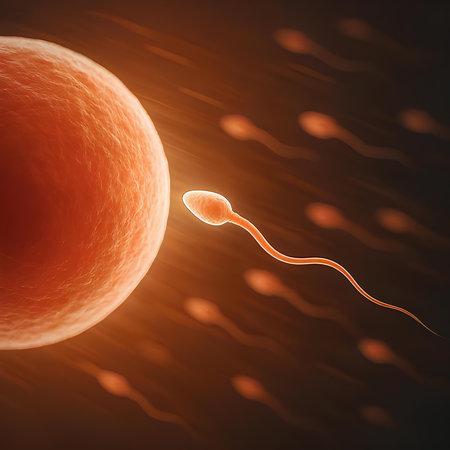 Spermatozoons floating in egg cell, 3d renderの素材