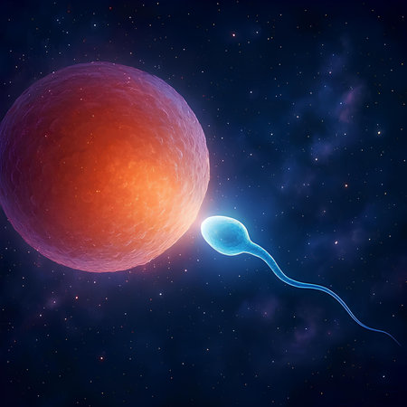 Sperm and egg cells. Spermatozoons floating in space.の素材