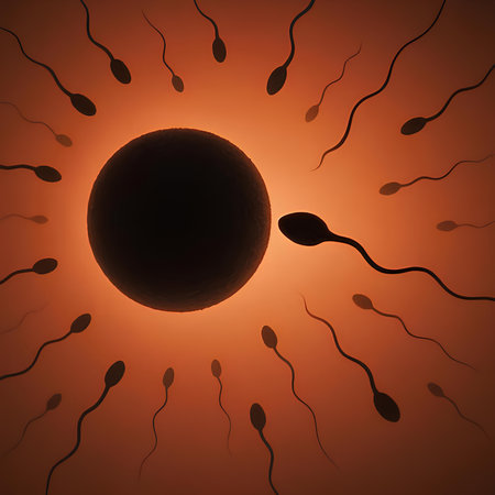 Sperm and egg cell - 3D render of sperm and egg cellの素材