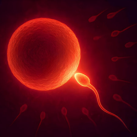 Sperm and egg cells. Spermatozoons - 3D illustrationの素材