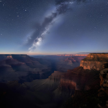 Grand Canyon National Park at night, South Rim, Arizona, USAの素材