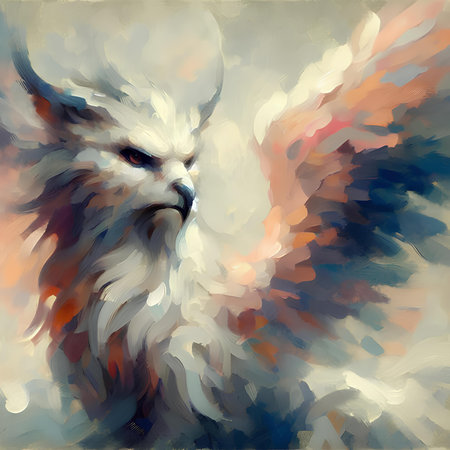 Digital painting of a bird of prey with a grunge effect.の素材