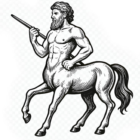 Horseman with a spear in his hands. Vector illustration.の素材