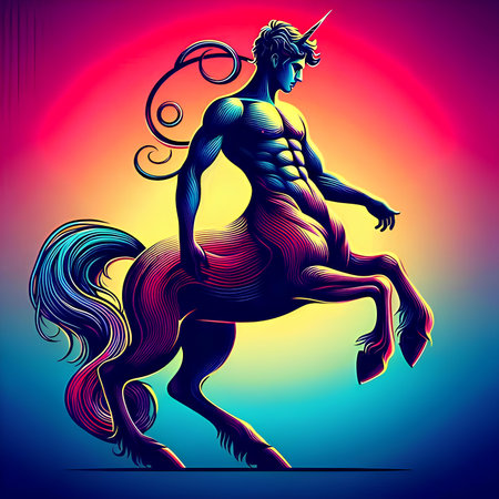 Unicorn with long mane and mane. Vector illustration.の素材