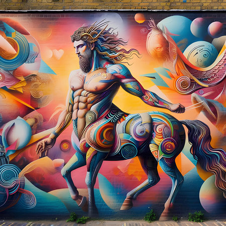 Detail of the famous mural in Barcelona, Spain.の素材