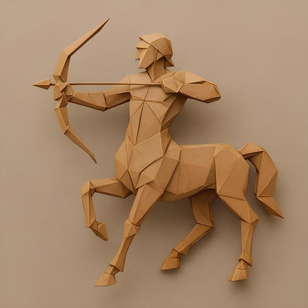 3d illustration of a man with a bow and arrow made of paperの素材