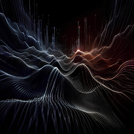 Abstract background with dynamic waves. 3d illustration. Futuristic technology style.の素材