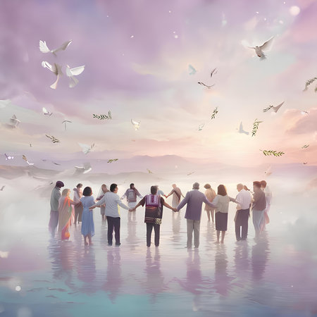 Group of business people standing in the middle of the water and holding hands togetherの素材