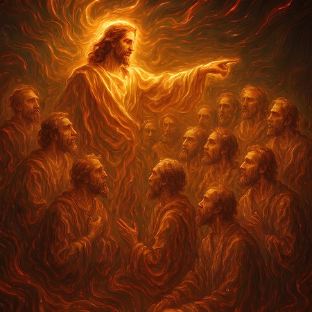 Jesus Christ in the fire. 3d rendering, 3d illustration.の素材